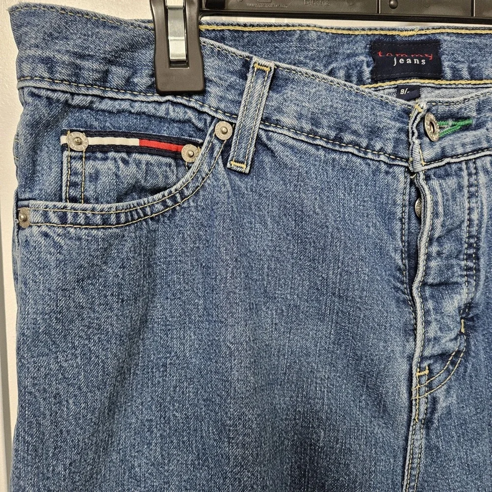 Tommy‎ Jeans Denim Mens 31x30 Blue Straight Leg Button Fly Vintage Flag Logo Y2K